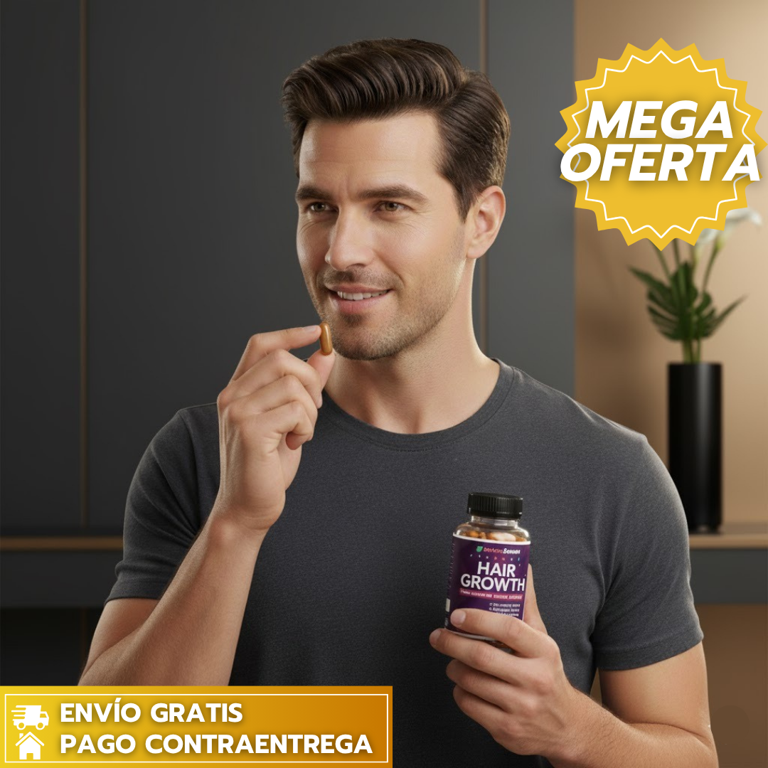 Hair Growth™:Cápsulas con colágeno, biotina y 22 vitaminas mas que fortalecen cabello, piel y uñas desde el interior.