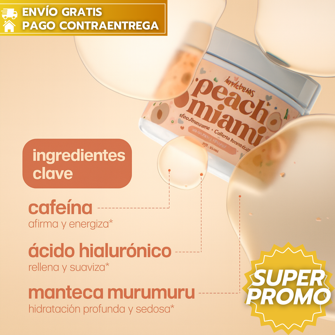 Peach Mami™: Crema Corporal Reafirmante e Hidratante que Tonifica tus Curvas y Deja un Brillo Suave