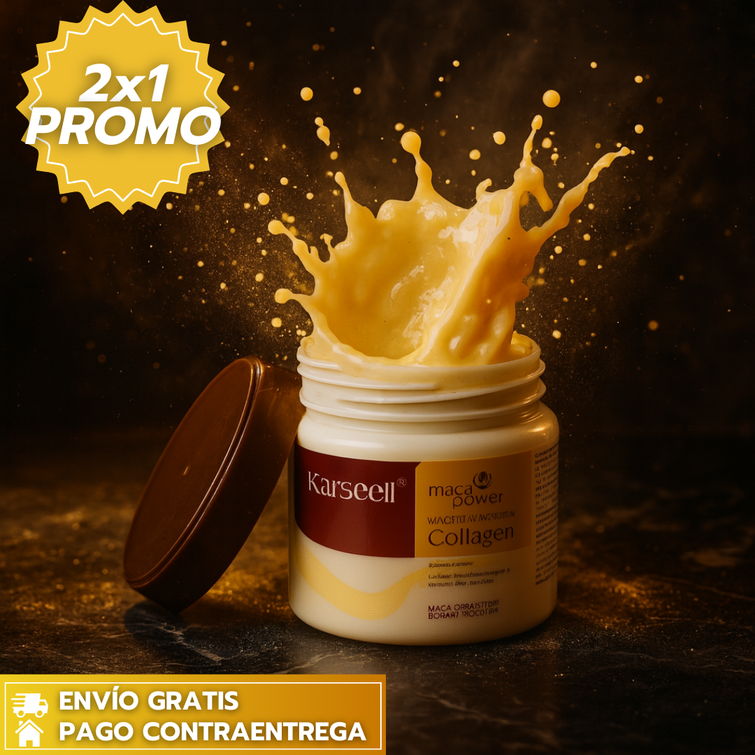 Oferta Especial 2x1 Keratina Karseell®: Mascarilla Capilar de Reparación con Colágeno y Argán que hidrata, fortalece y controla el frizz al instante.