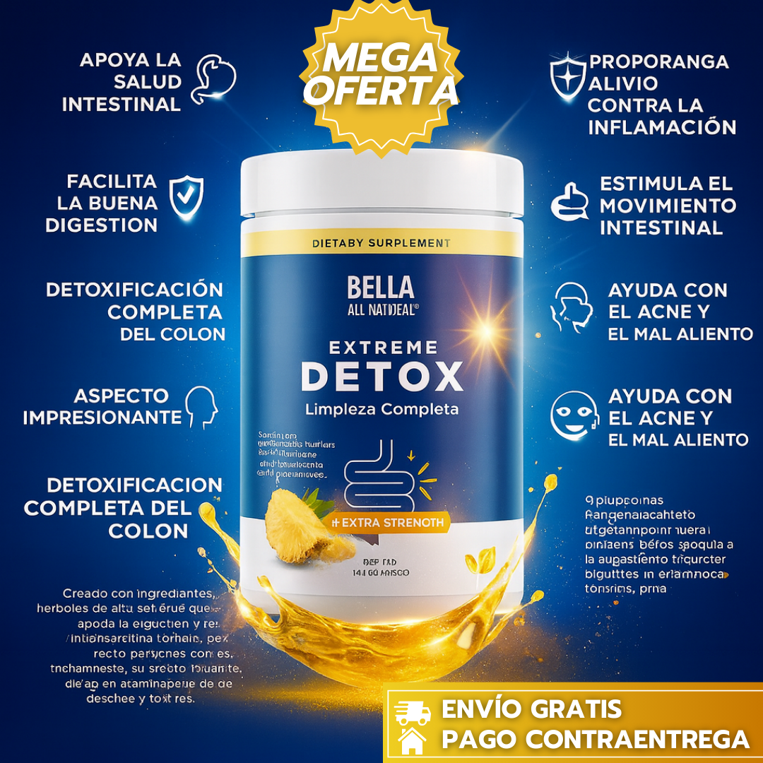 Colon Cleanse™: Polvo Detox que elimina toxinas, limpia el colon y promueve una digestión ligera mientras reduce la hinchazón abdominal.-
