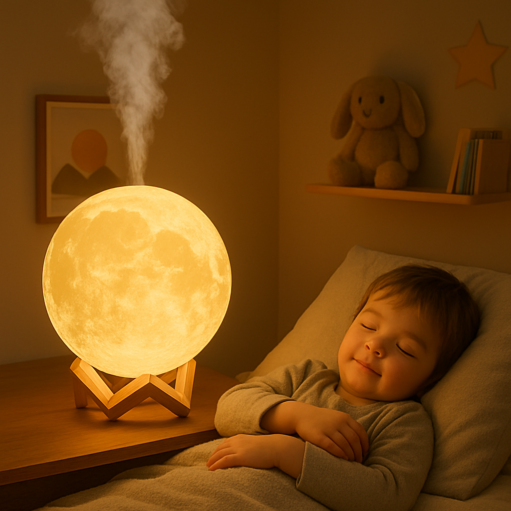 ZenLuna™: Lámpara Difusor en Forma de Luna con Humidificador Ultrasónico y Luz LED Relajante para Dormir