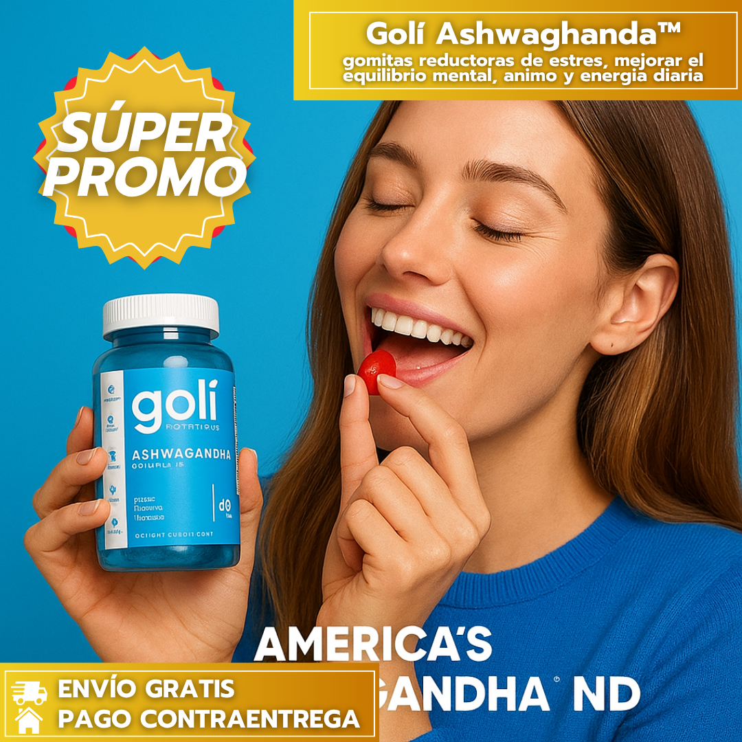 Golí Ashwaghanda™:Gomitas de Ashwagandha reductoras de estrés y optimizar el equilibrio mental, el ánimo y la energía diaria.