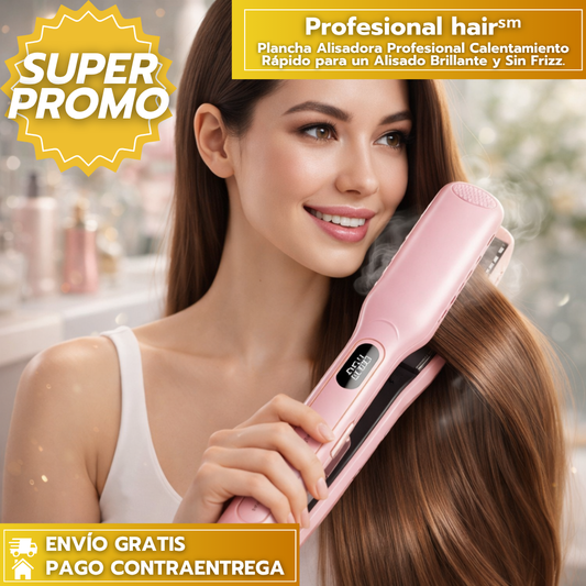 Hair straightenerᵐˢ: Plancha Alisadora Profesional de Cabello con Calentamiento Rápido y Control de Temperatura para un Alisado Brillante y Sin Frizz.