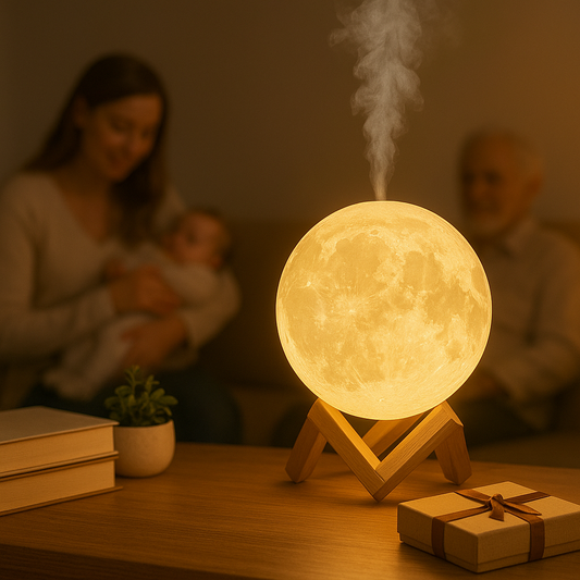 ZenLuna™: Lámpara Difusor en Forma de Luna con Humidificador Ultrasónico y Luz LED Relajante para Dormir